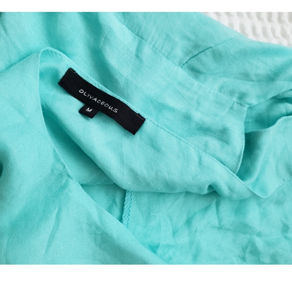 OLIVACEOUS teal low back rayon crop top M - Picture 3 of 6